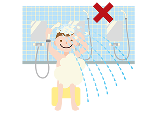 シャワーの水しぶきを飛ばさないようにしましょう。