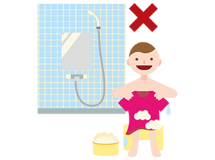 浴室内で洗濯しない。